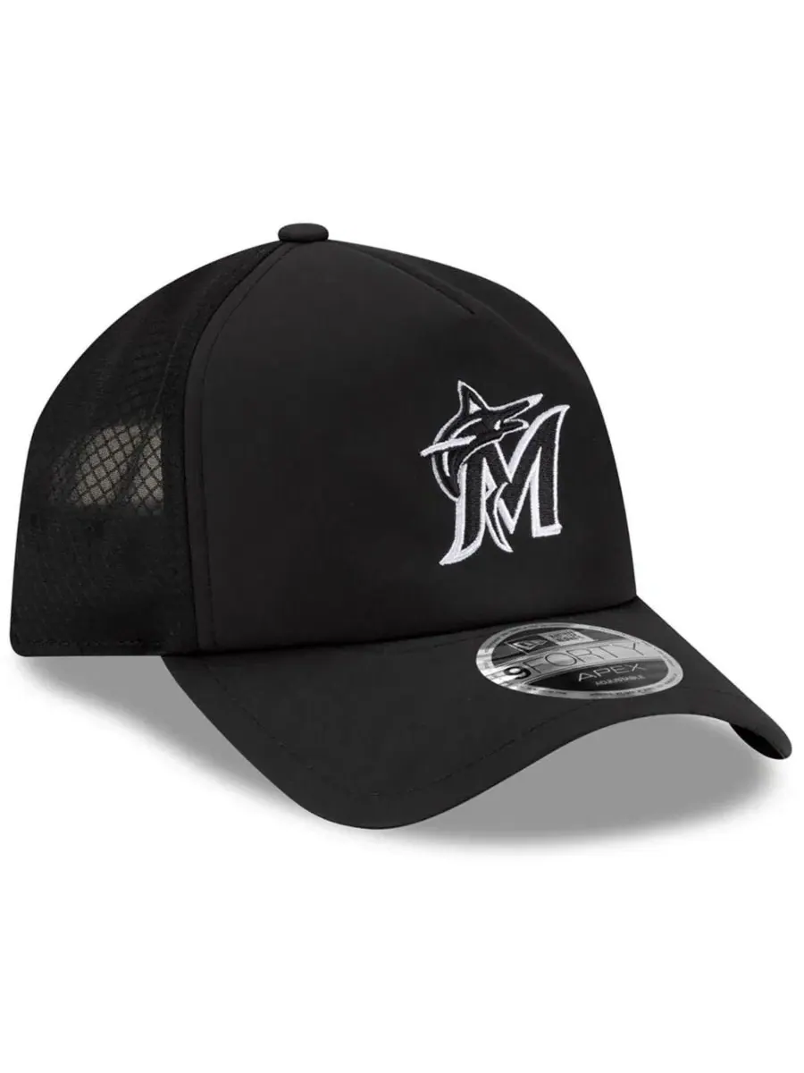 Бейсболка New Era Miami Marlins 2026 Batting Practice Apex 9FORTY — изображение 3 из 5, черный