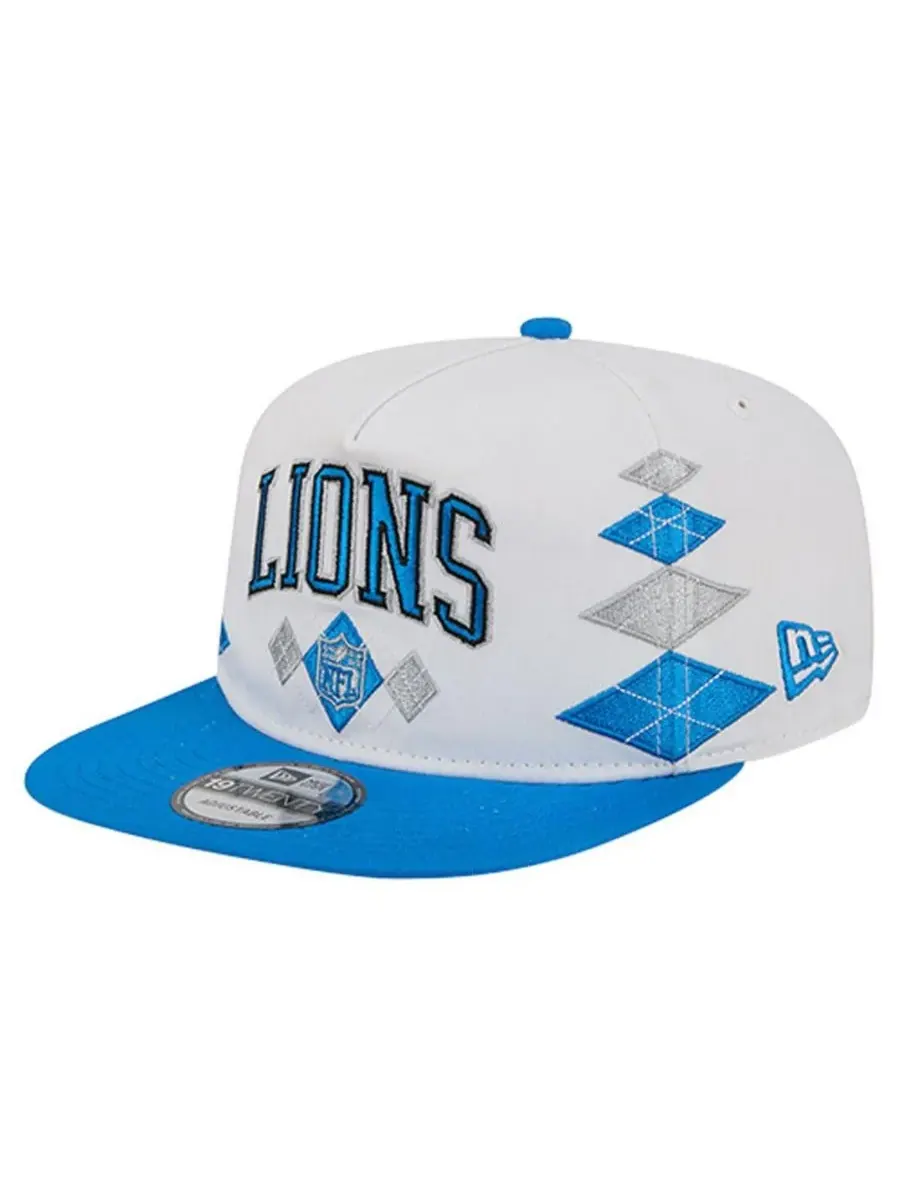 New Era Мужская белая регулируемая кепка Detroit Lions Argyle 19TWENTY — изображение 4 из 5, белый синий