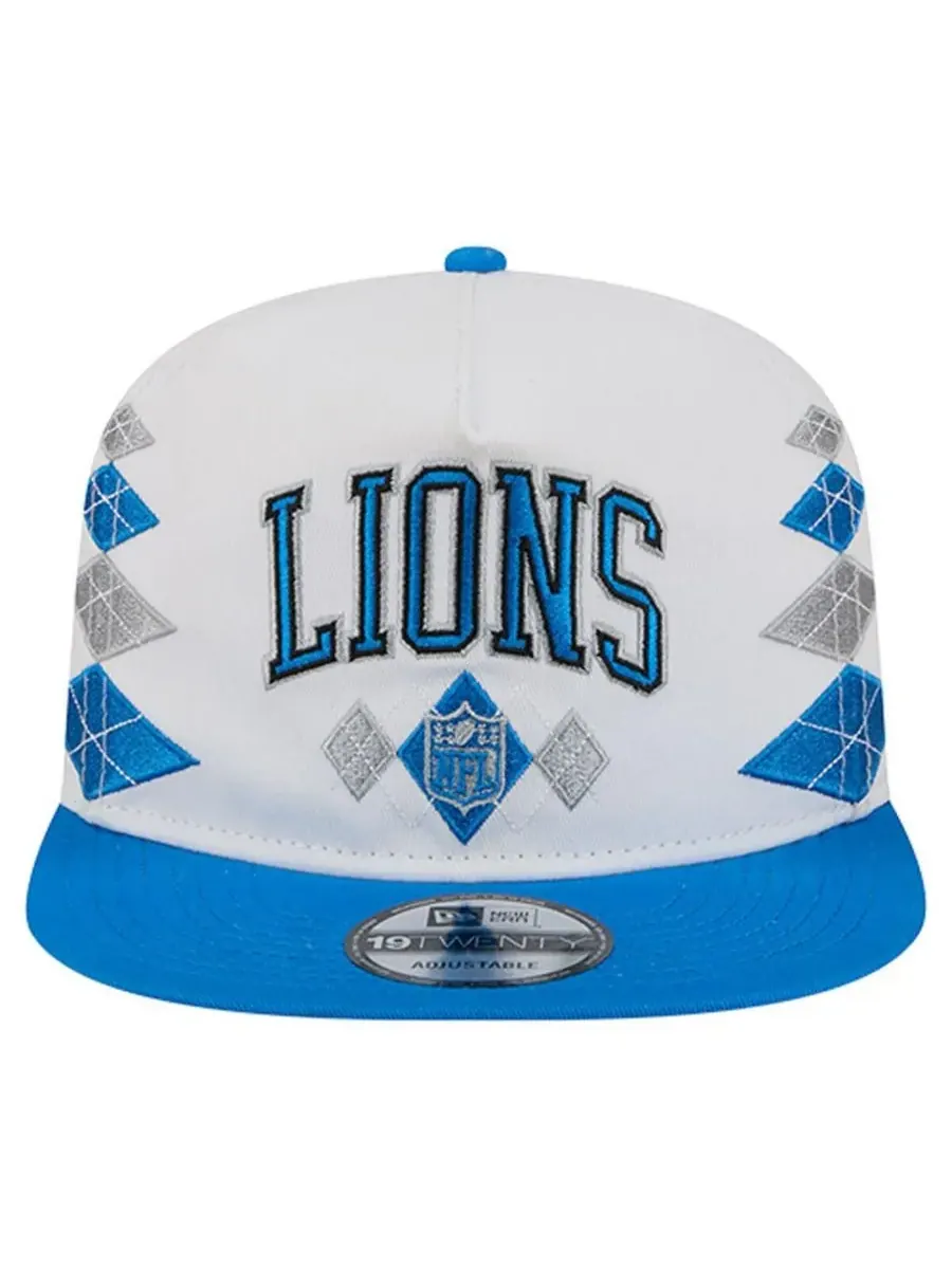 New Era Мужская белая регулируемая кепка Detroit Lions Argyle 19TWENTY — изображение 5 из 5, белый синий