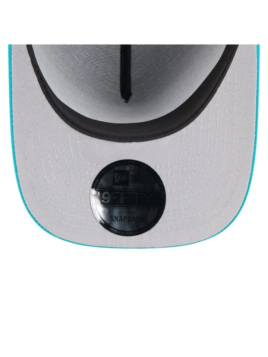 New Era Мужская кепка-бейсболка A-Frame 9FIFTY черного/бирюзового цвета с символикой команды Miami — изображение 2 из 5