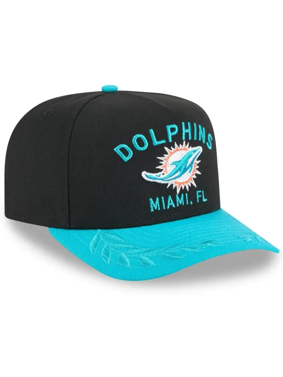 New Era Мужская кепка-бейсболка A-Frame 9FIFTY черного/бирюзового цвета с символикой команды Miami — изображение 4 из 5