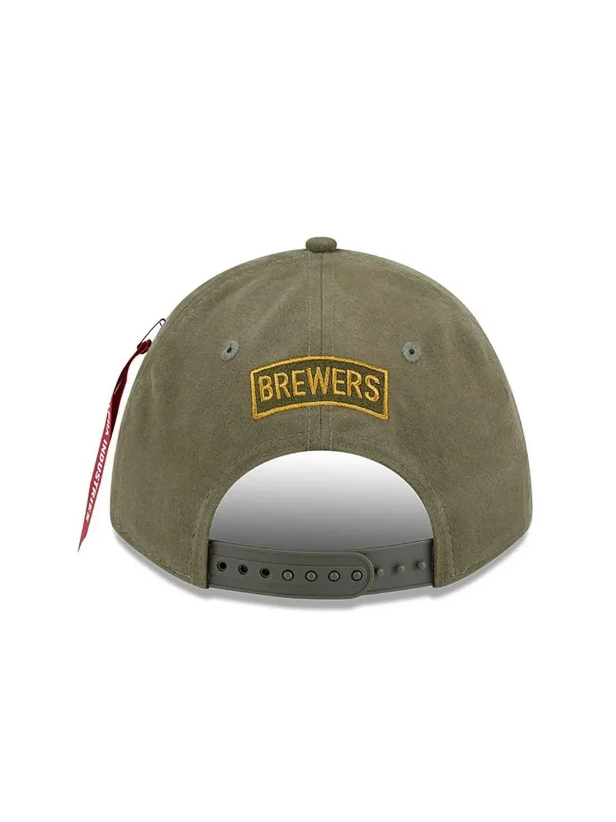 New Era Мужская бейсболка Milwaukee Brewers A-Frame 9FORTY с регулируемым размером — изображение 4 из 4, оливковый