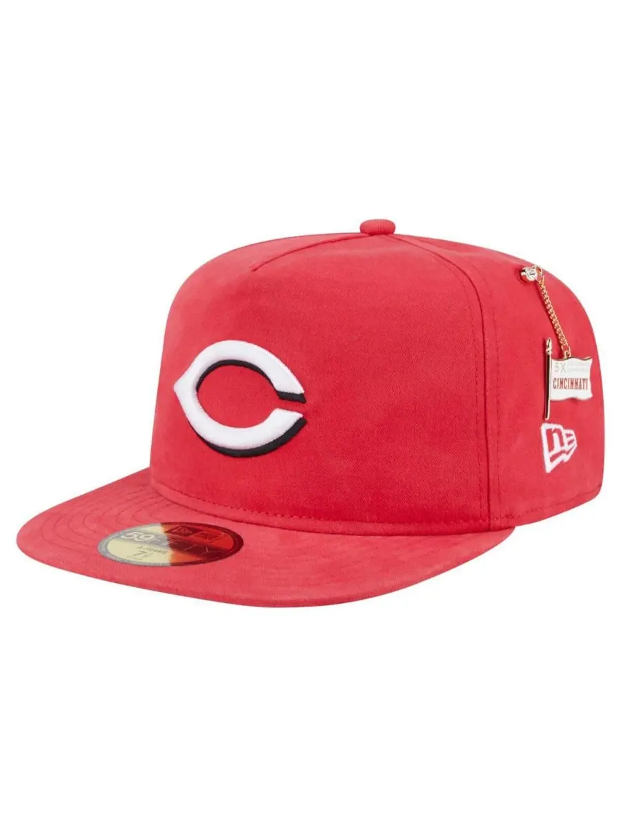 New Era Мужская красная бейсболка Cincinnati Reds Championship Side Flag A-Frame 59FIFTY Fitted Hat — изображение 3 из 4