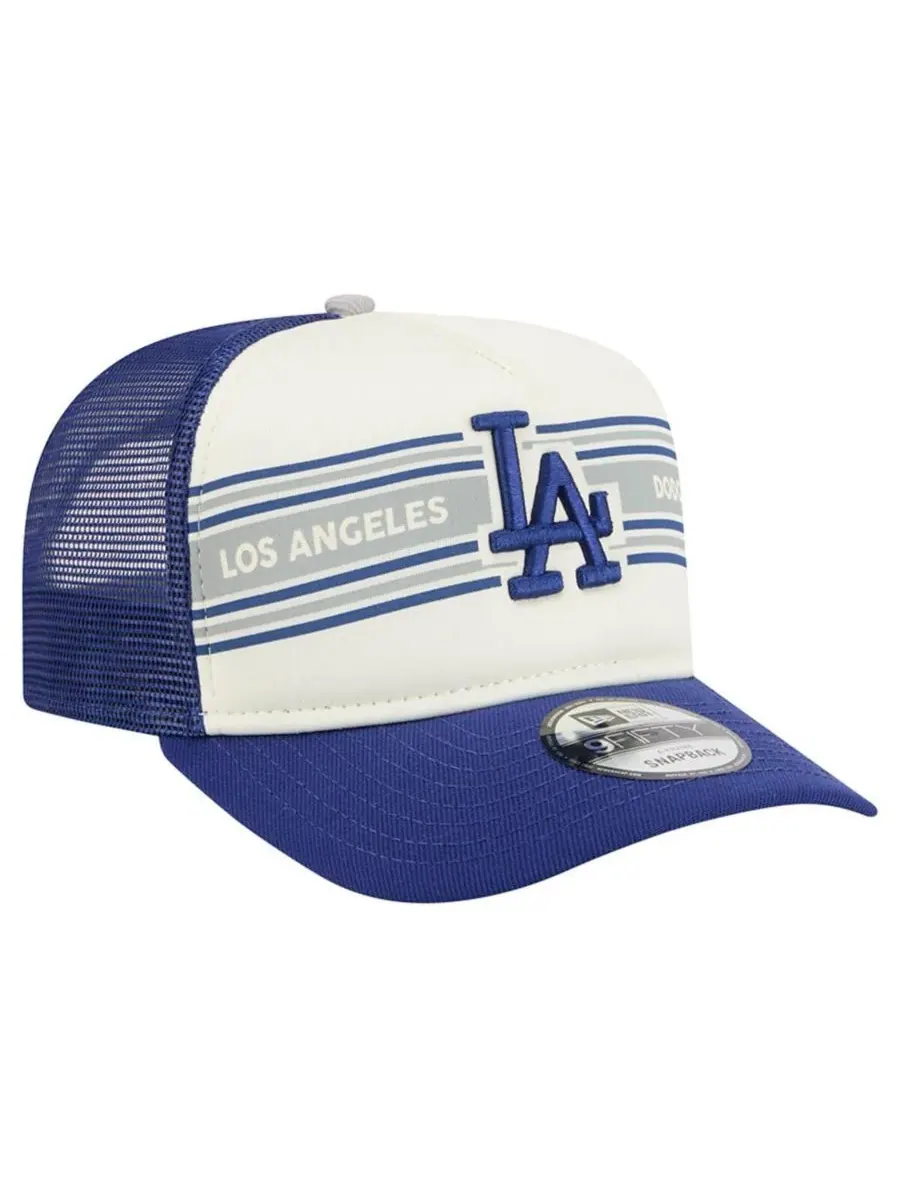 New Era Мужская кепка-тракер Los Angeles Dodgers с баннером A-Frame и надписью 9FIFTY — изображение 2 из 4, кремовый