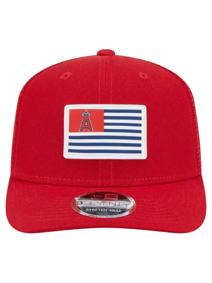 New Era Мужская красная кепка Los Angeles Angels Flag 9SEVENTY с эластичными застежками — изображение 2 из 5, красный