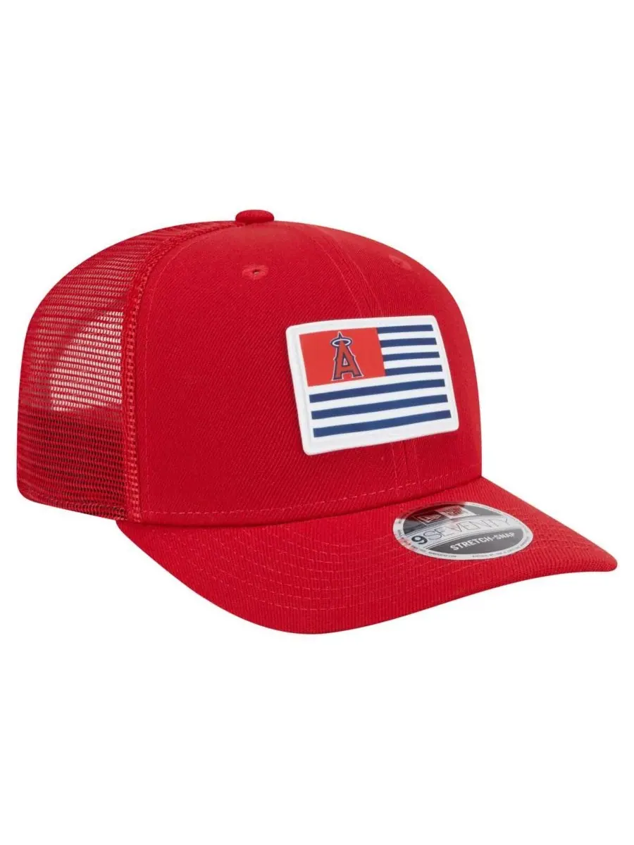 New Era Мужская красная кепка Los Angeles Angels Flag 9SEVENTY с эластичными застежками — изображение 3 из 5, красный
