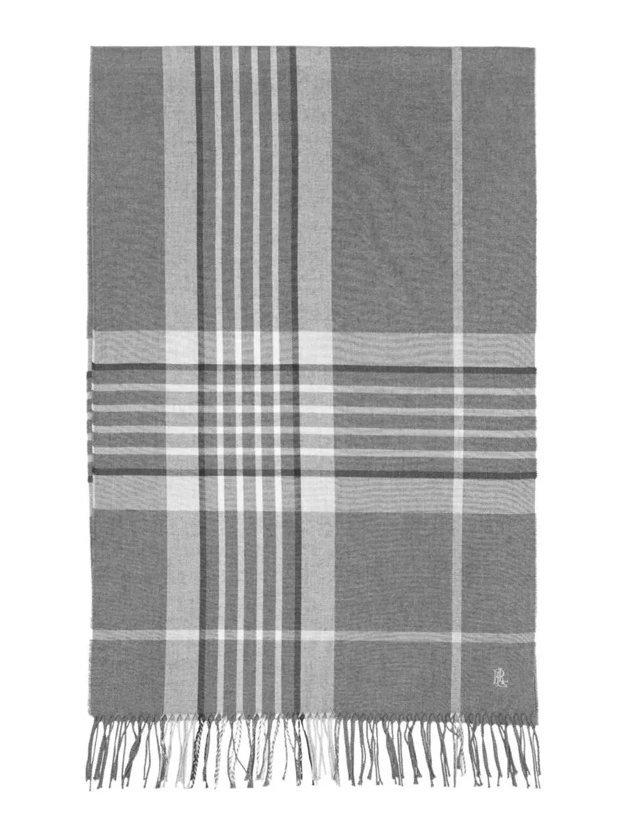 Шарф с принтом Exploded Plaid Lauren Ralph Lauren — изображение 3 из 4, серый