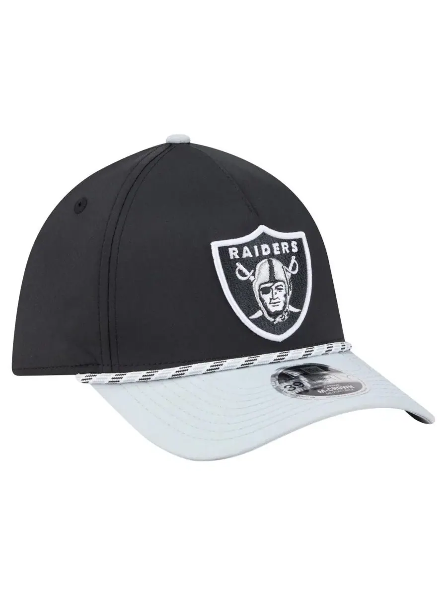 Кепка New Era Las Vegas Raiders Rope M-Crown A-Frame 39THIRTY Flex Hat — изображение 3 из 4, черный серебристый