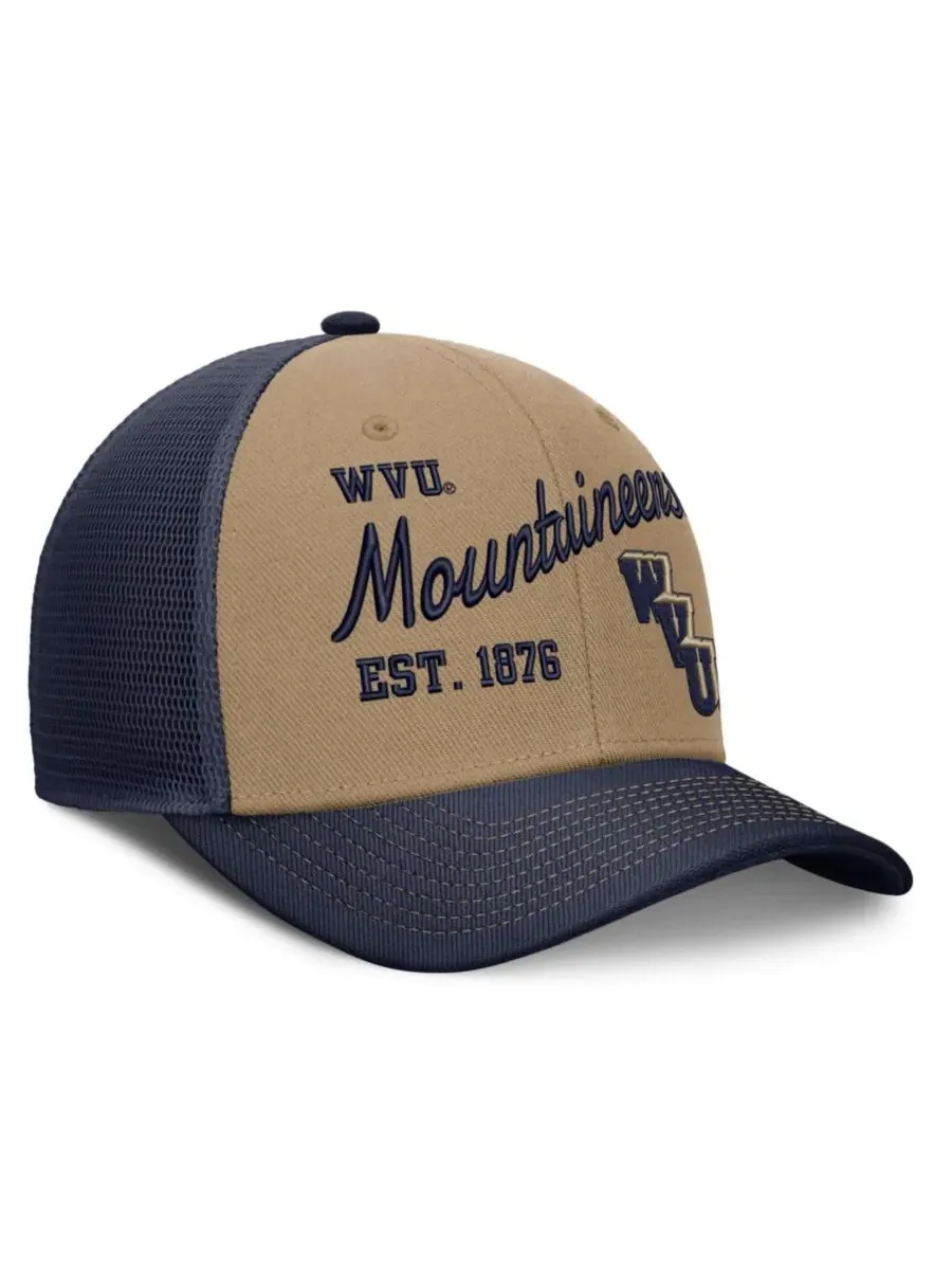 Кепка-тракер с вышивкой West Virginia Mountaineers Nike — изображение 3 из 4, бежевый темно-синий