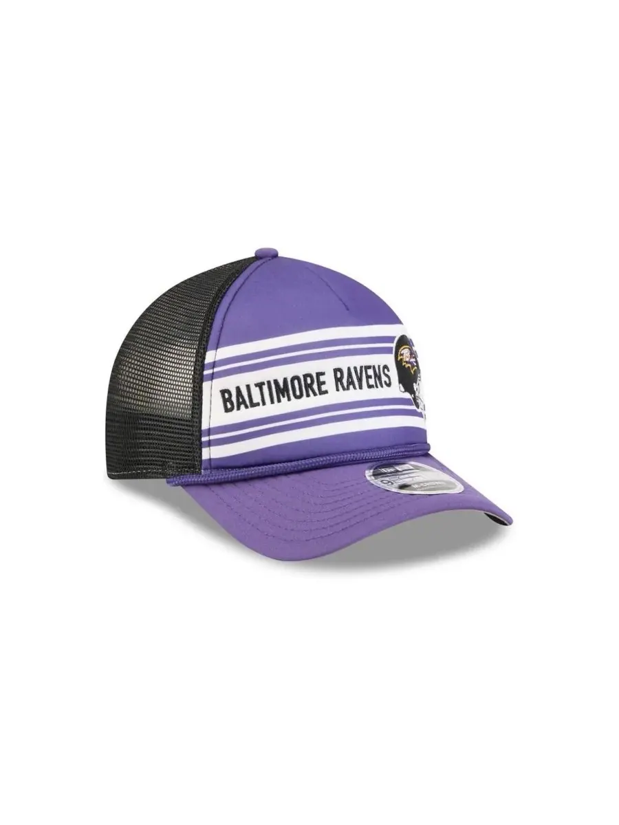New Era Мужская фиолетовая регулируемая бейсболка Baltimore Ravens Linear A-Frame 9FORTY — изображение 4 из 5, фиолетовый
