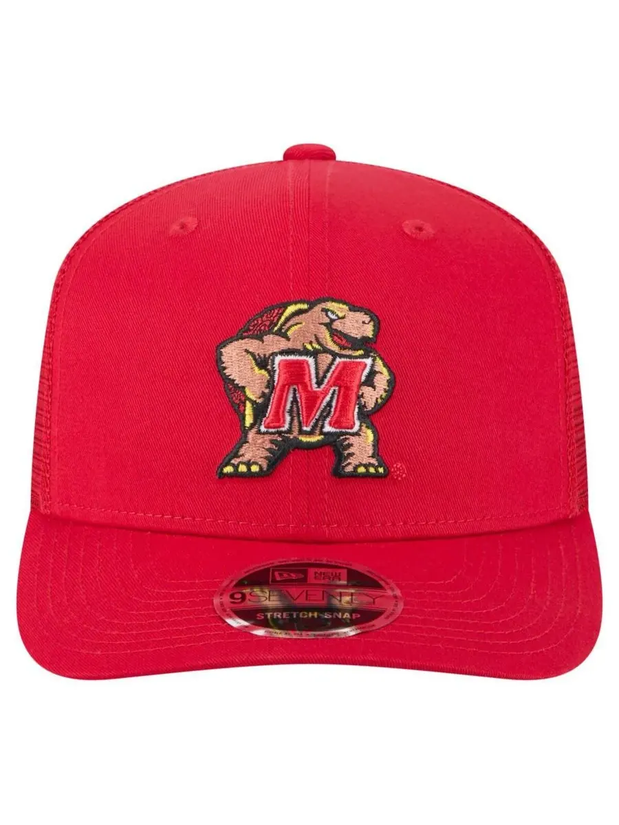New Era Мужская красная бейсболка Maryland Terrapins Primary 9SEVENTY Trucker с эластичными — изображение 2 из 4, красный