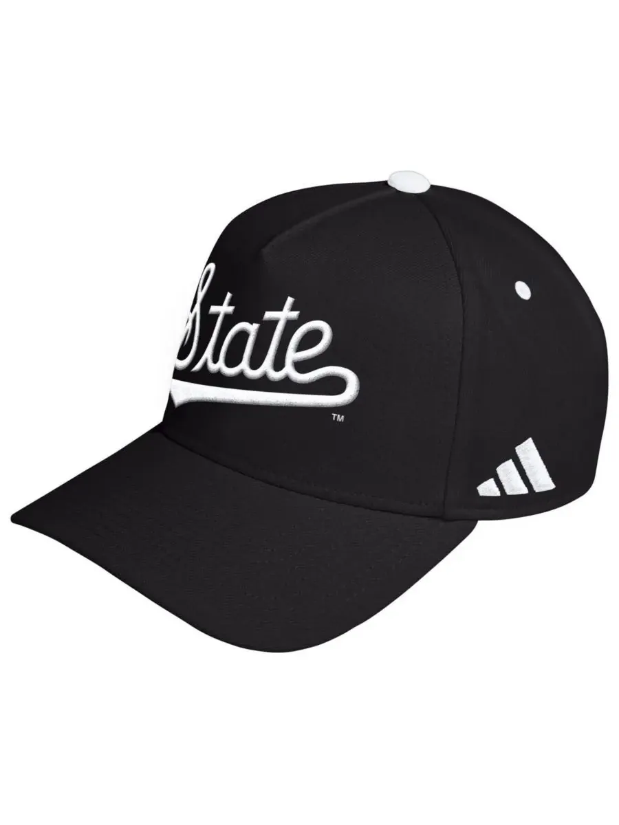 Adidas Мужская и женская черная регулируемая кепка Mississippi State Bulldogs Blackout A-Frame