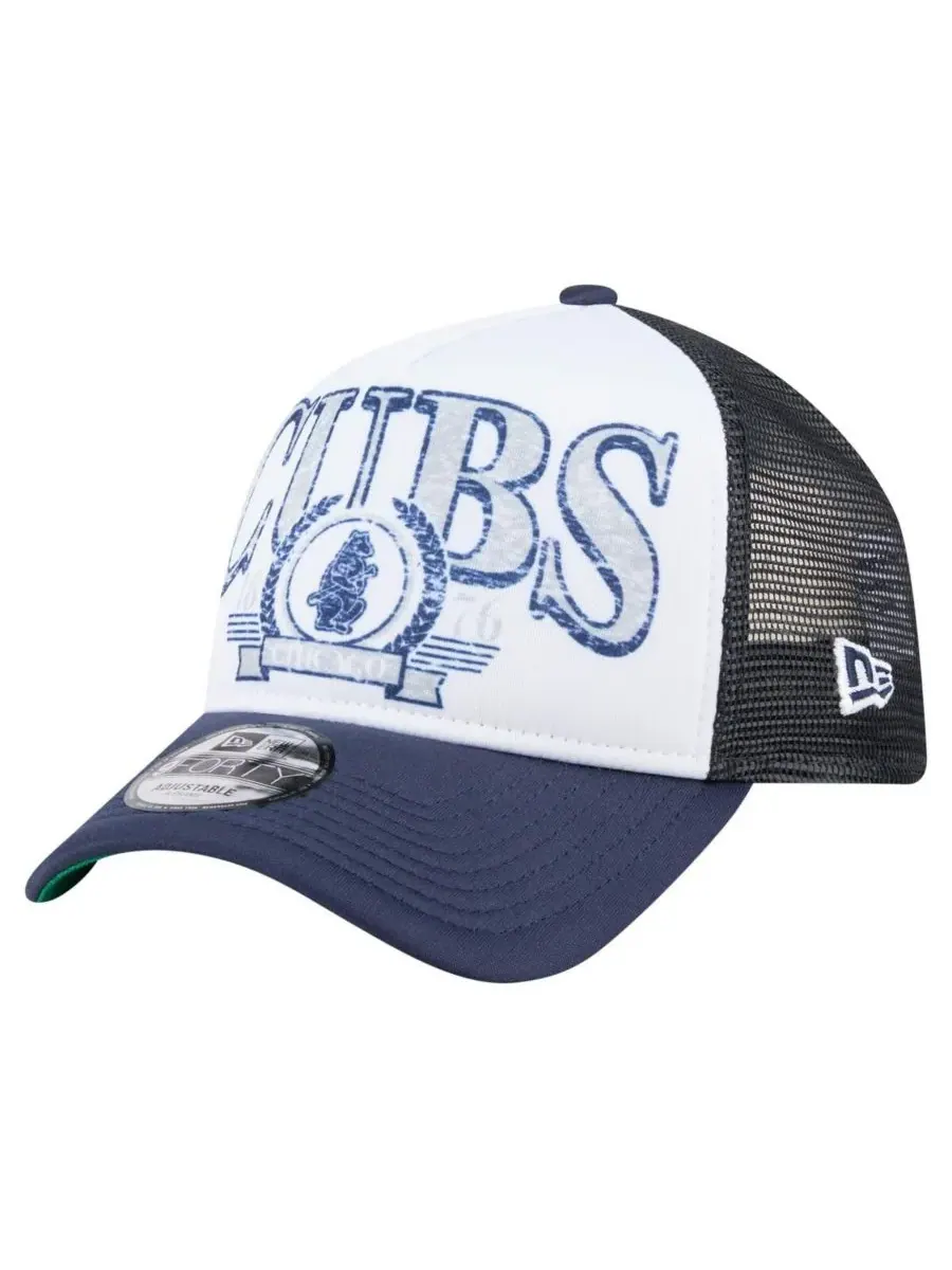 New Era Мужская белая/темно-синяя бейсболка Chicago Cubs с регулируемым размером и рисунком