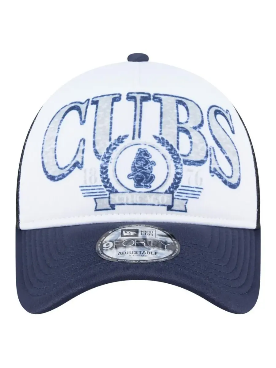 New Era Мужская белая/темно-синяя бейсболка Chicago Cubs с регулируемым размером и рисунком — изображение 2 из 4