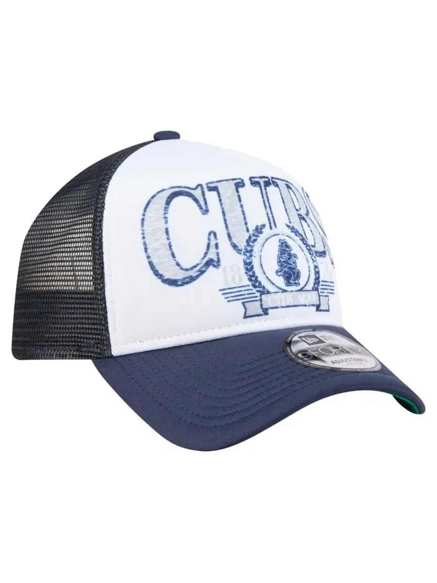 New Era Мужская белая/темно-синяя бейсболка Chicago Cubs с регулируемым размером и рисунком — изображение 3 из 4