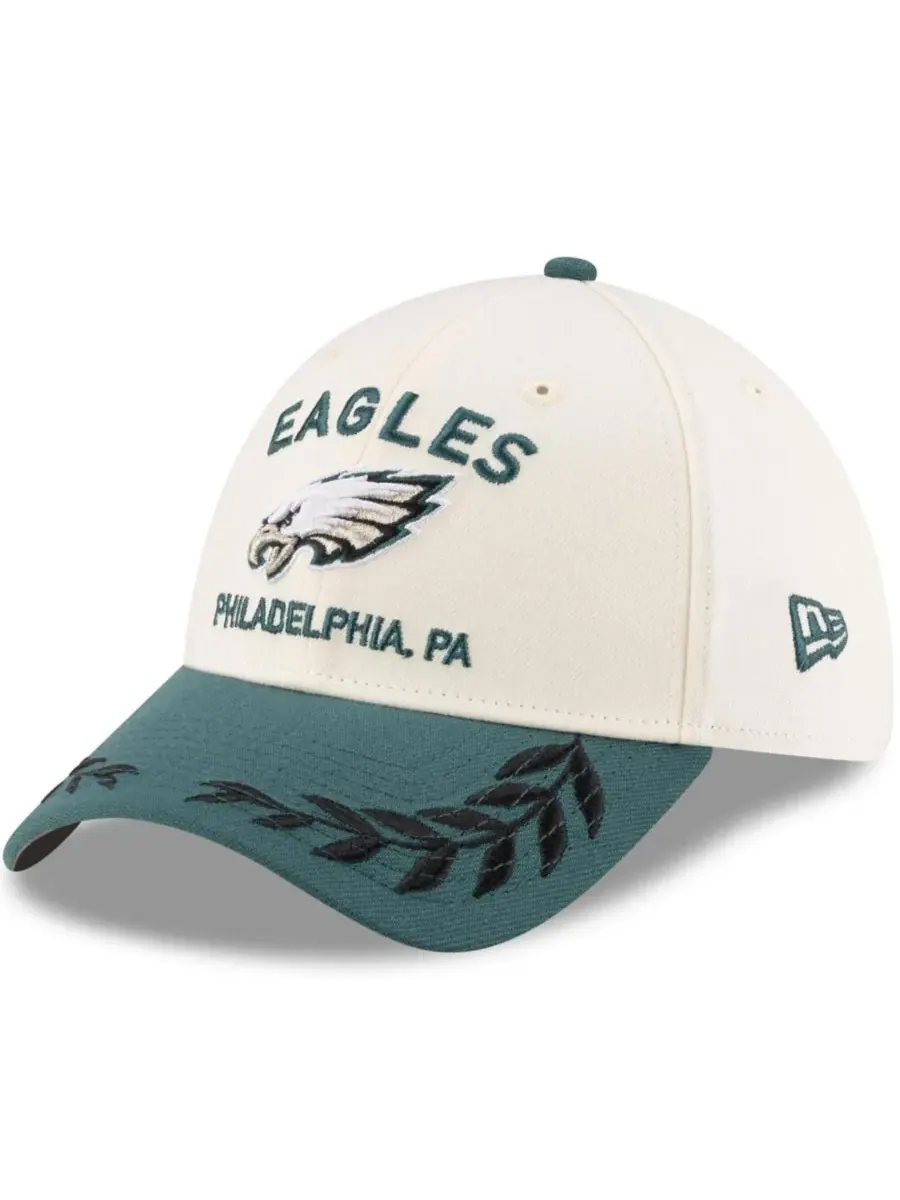 New Era Мужская кепка Philadelphia Eagles 39THIRTY Flex кремово-зеленого цвета с символикой драфта
