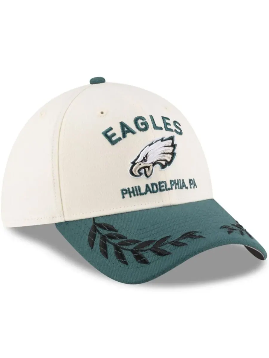New Era Мужская кепка Philadelphia Eagles 39THIRTY Flex кремово-зеленого цвета с символикой драфта — изображение 5 из 5