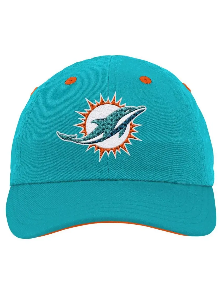 Детская шапка Aqua Miami Dolphins Team Slouch Flex Hat для мальчиков и девочек Outerstuff — изображение 2 из 3, голубой