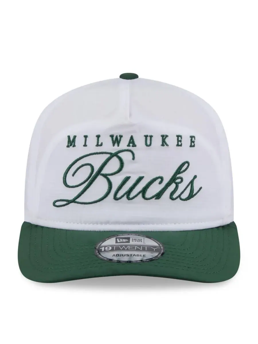 New Era Мужская кепка Milwaukee Bucks 2025 NBA Draft On-Stage из нейлона, размер 19TWENTY — изображение 2 из 4, белый зеленый