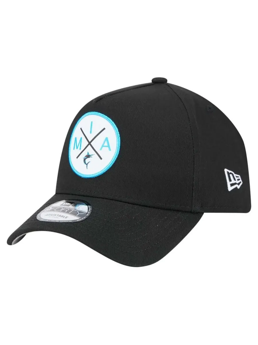 New Era Мужская черная регулируемая бейсболка Miami Marlins 9FORTY A-Frame