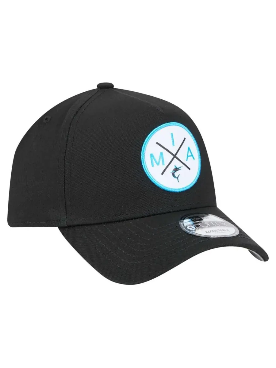 New Era Мужская черная регулируемая бейсболка Miami Marlins 9FORTY A-Frame — изображение 4 из 5, черный