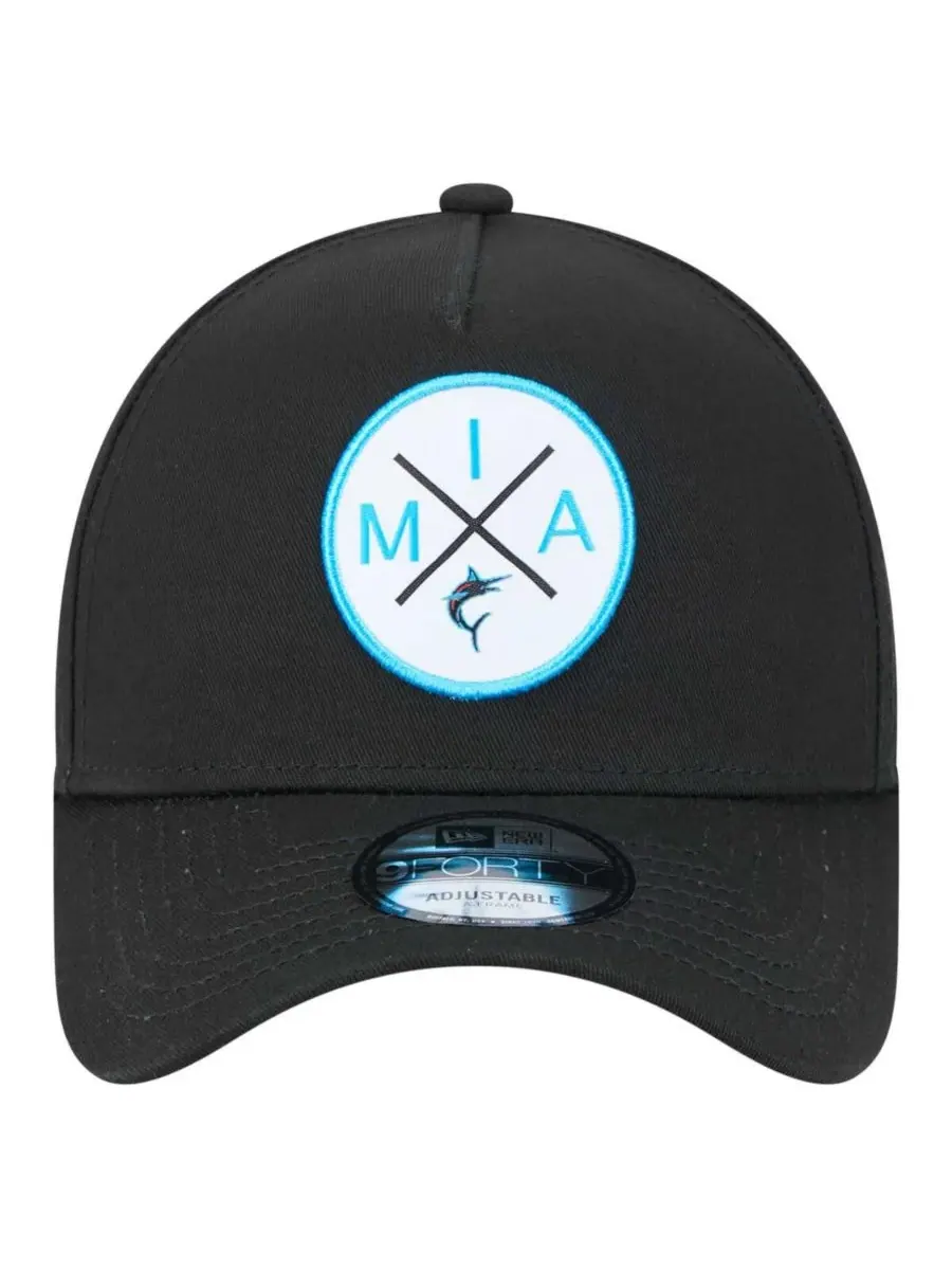 New Era Мужская черная регулируемая бейсболка Miami Marlins 9FORTY A-Frame — изображение 5 из 5, черный