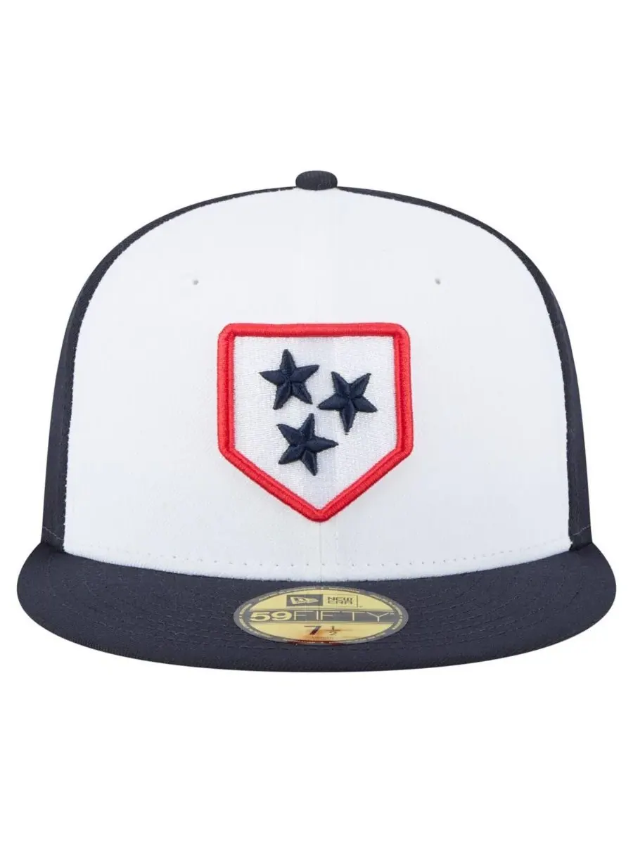 New Era Мужская бело-черная кепка Nashville Sounds Authentic Collection 59FIFTY Fitted Hat — изображение 2 из 4, белый черный