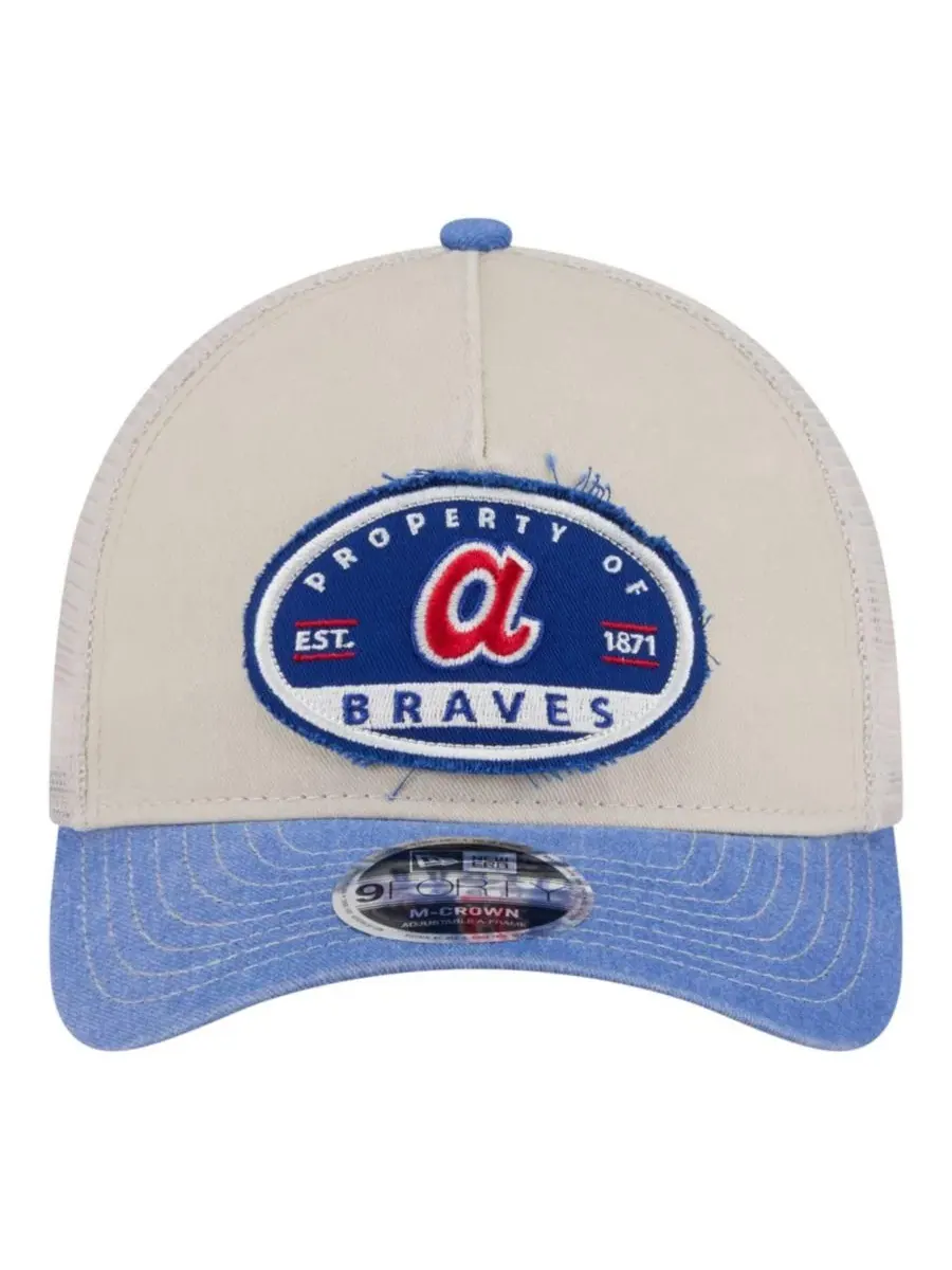 Кепка-тракер New Era Atlanta Braves Frayed M-Crown A-Frame 9FORTY — изображение 2 из 5, светлый бежевый