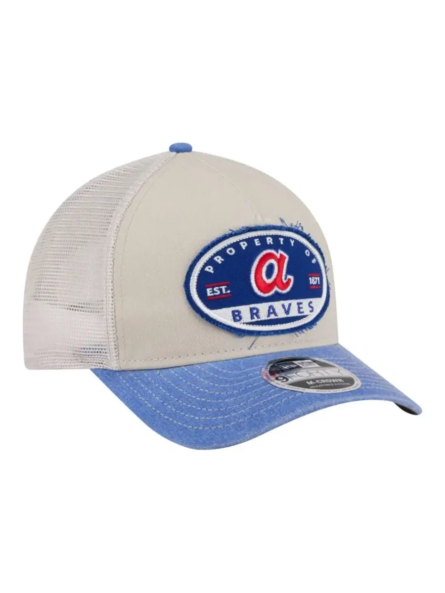 Кепка-тракер New Era Atlanta Braves Frayed M-Crown A-Frame 9FORTY — изображение 3 из 5, светлый бежевый