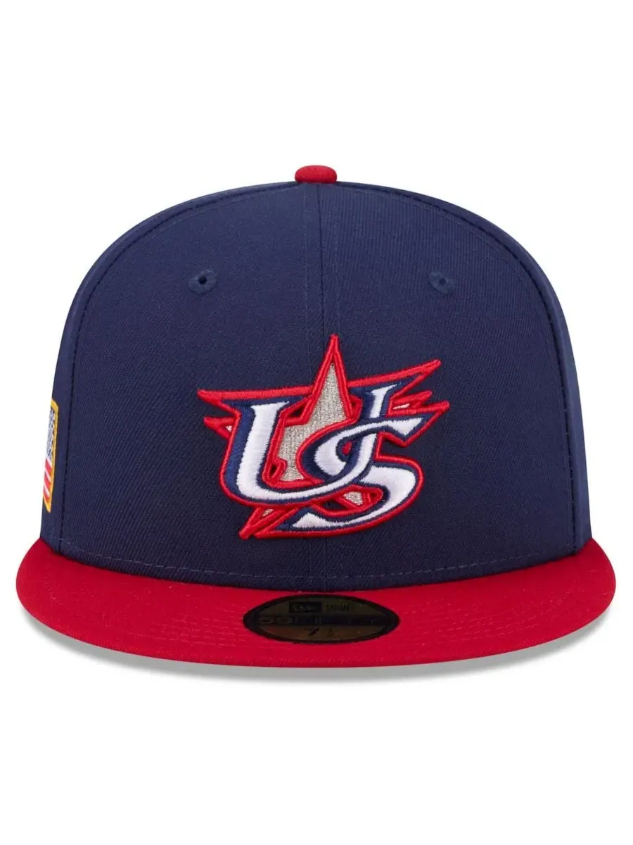 Бейсболка New Era USA Baseball 59FIFTY — изображение 2 из 4, темно-синий красный