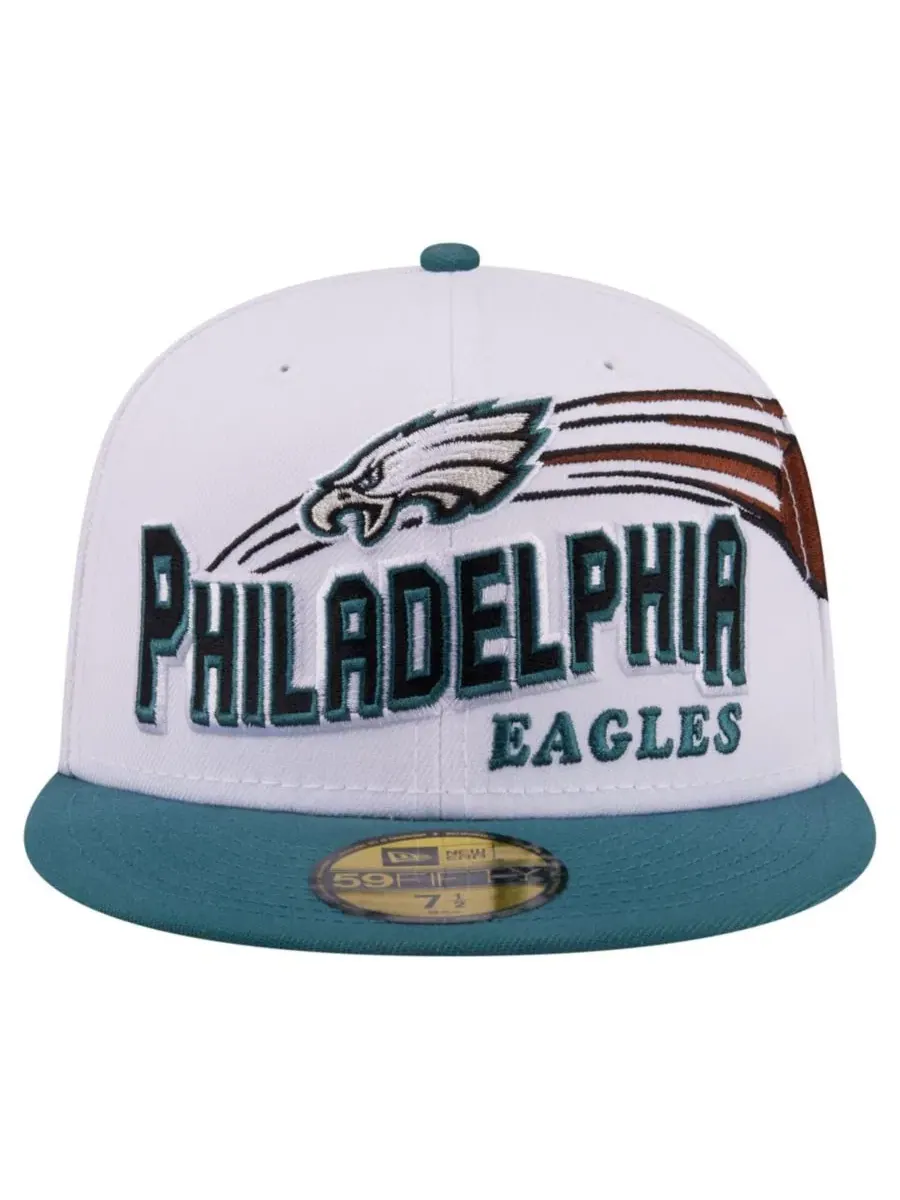 Кепка с вышивкой Philadelphia Eagles Retro Swoop New Era — изображение 2 из 7, белый зеленый