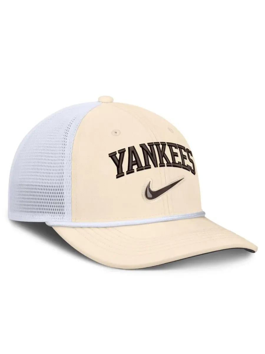 Кепка Nike Rise Dri-FIT Trucker с вышивкой New York Yankees — изображение 3 из 4, натуральный белый