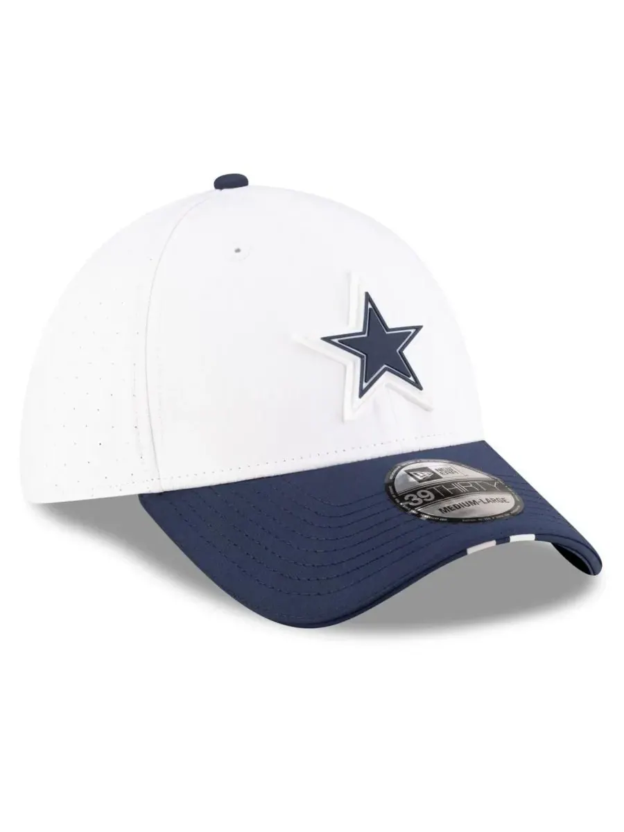 New Era Мужская белая/темно-синяя кепка Dallas Cowboys 2025 NFL Training Camp 39THIRTY Flex Hat — изображение 3 из 4