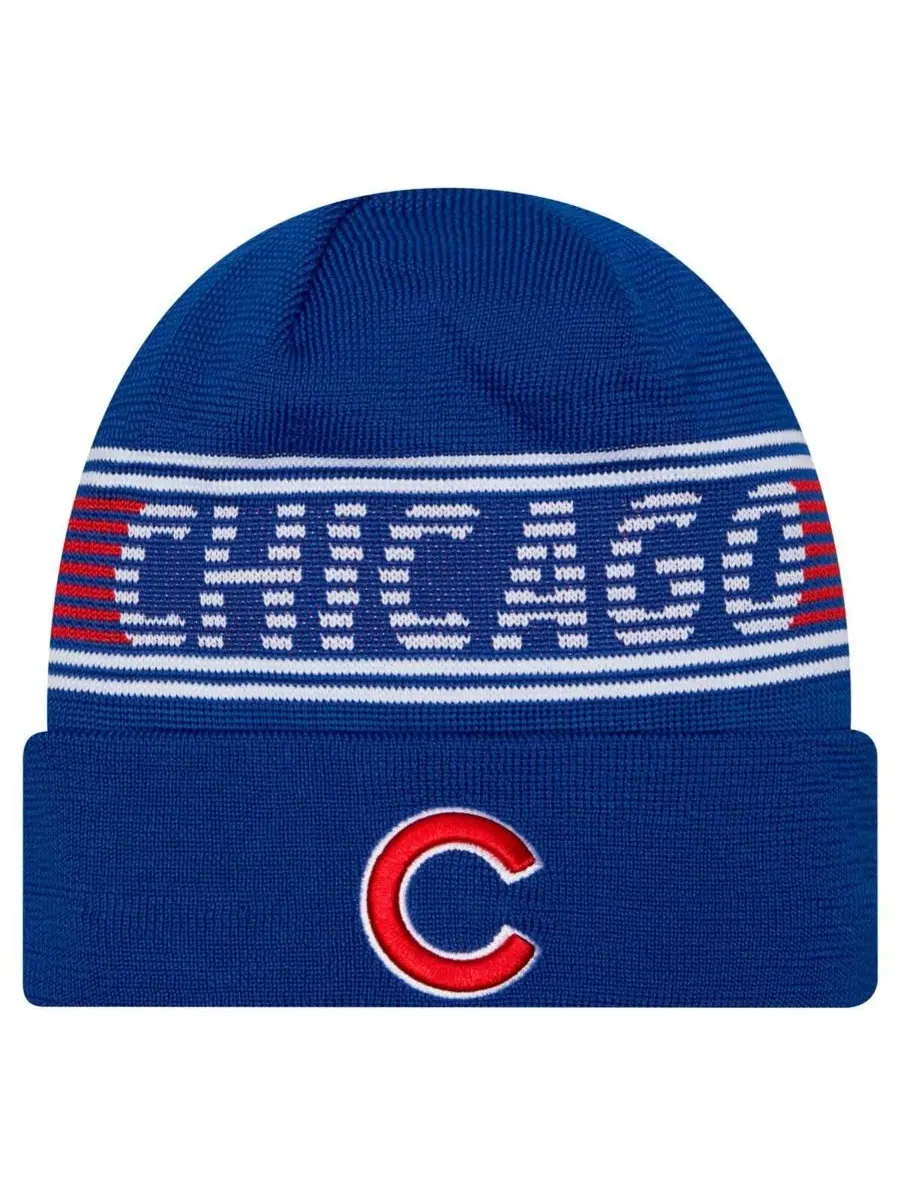 Мужская вязаная шапка с отворотом из коллекции Royal Chicago Cubs Authentic New Era