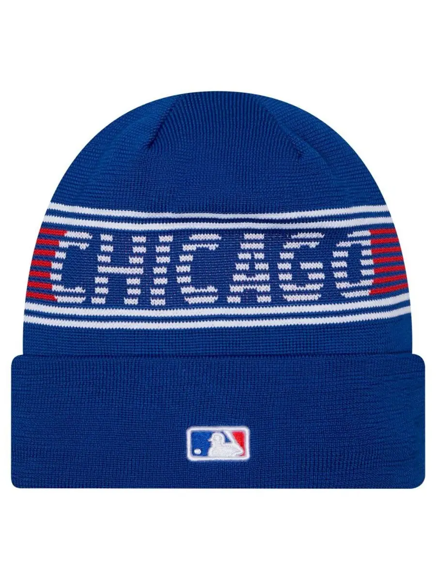 Мужская вязаная шапка с отворотом из коллекции Royal Chicago Cubs Authentic New Era — изображение 2 из 2, королевский
