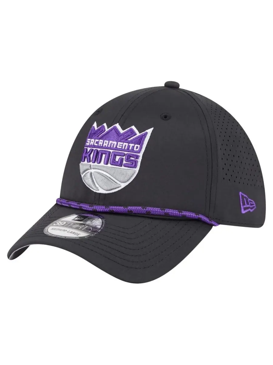 New Era Мужская черная бейсболка Sacramento Kings Featherweight Poly Rope Flex 39Thirty