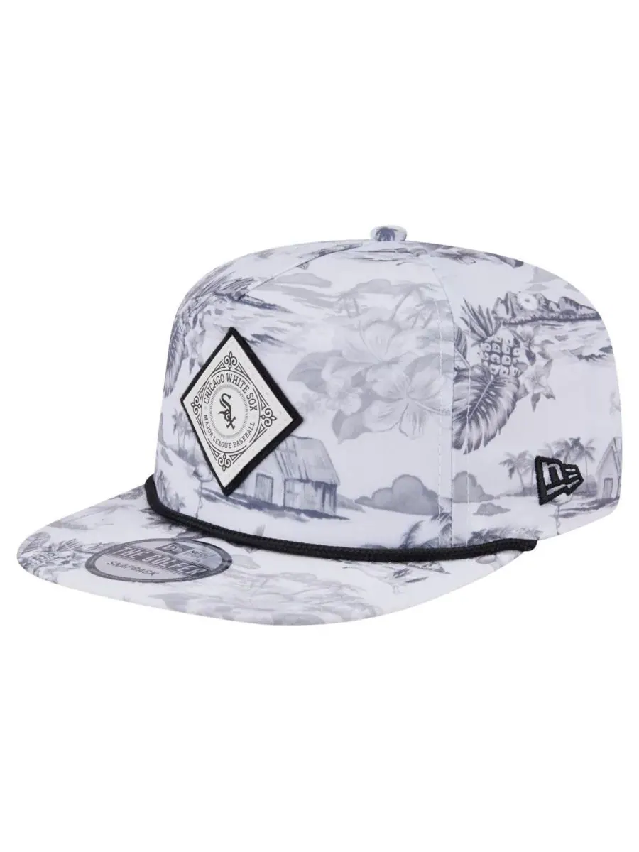 New Era Мужская белая бейсболка Chicago White Sox с принтом Island Golfer Snapback