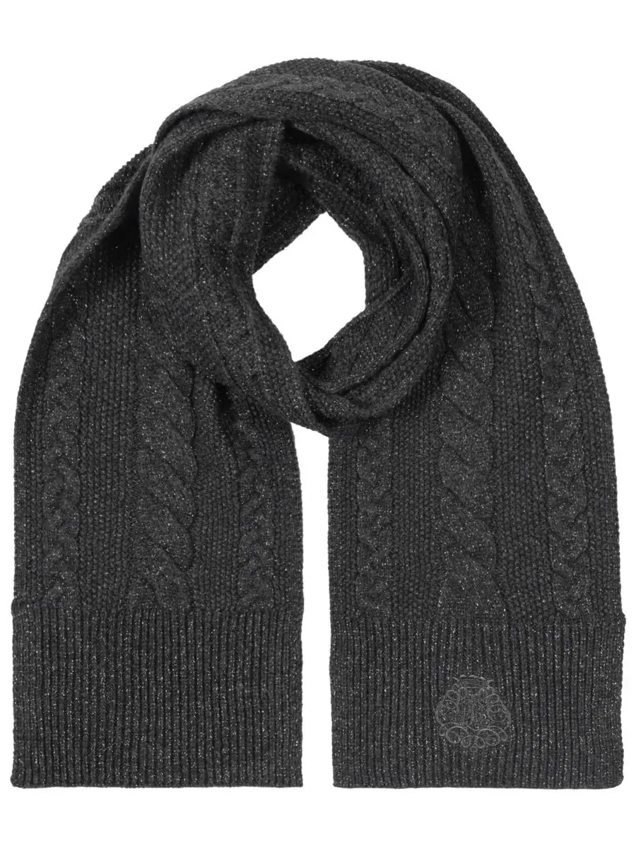 Шарф с косами и металлизированной нитью, с вышивкой Lauren Ralph Lauren, Onyx Heather