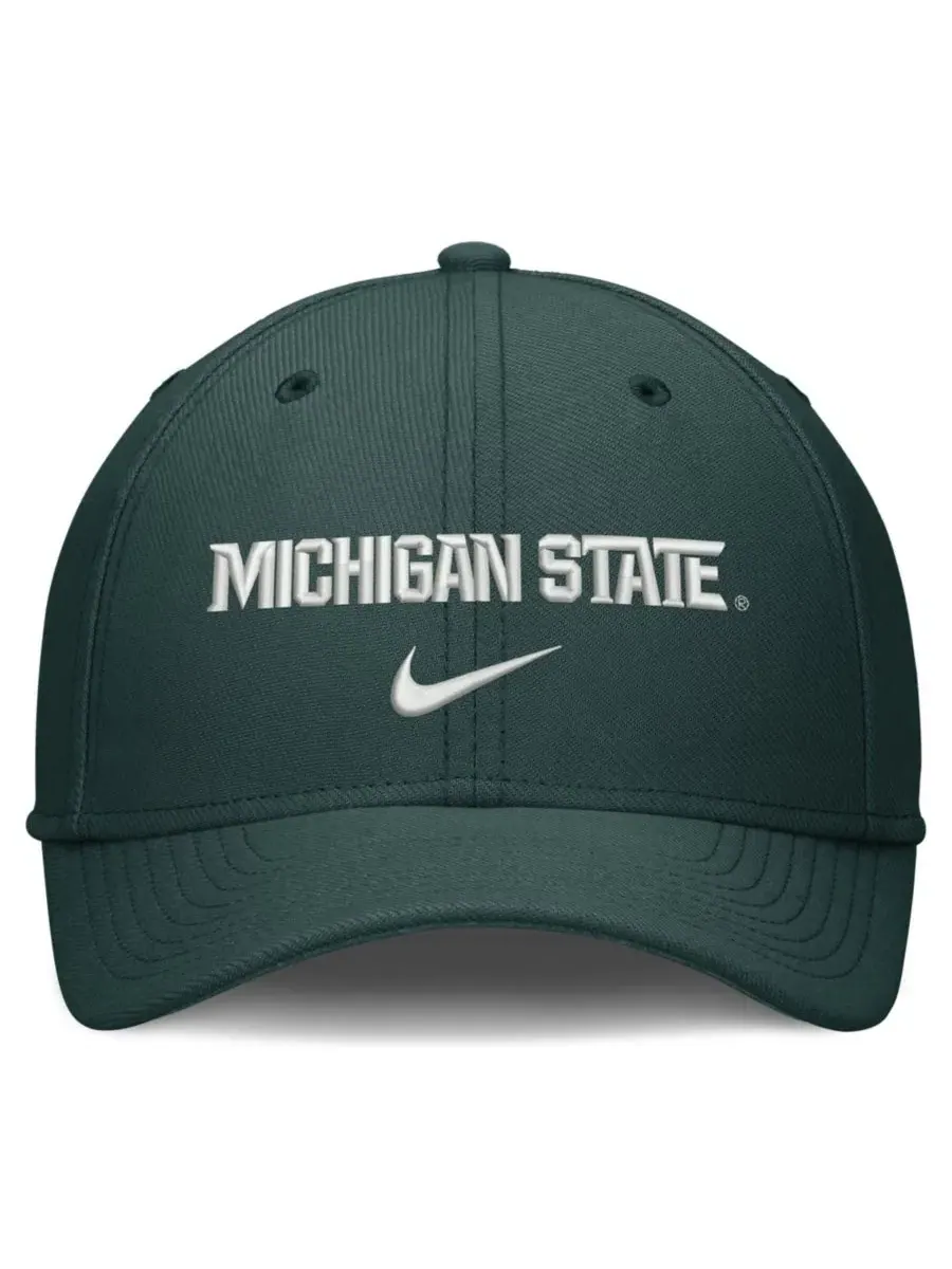 Кепка Nike Rise On-Field SwooshFlex Dri-FIT Flex, Michigan State Spartans — изображение 2 из 4, зеленый
