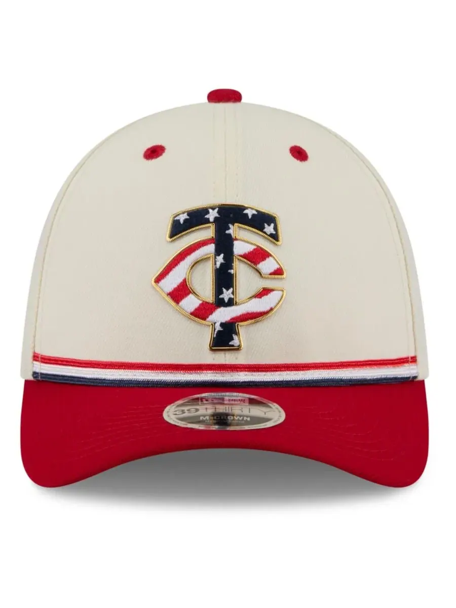 Бейсболка New Era 39THIRTY M-Crown с принтом, Minnesota Twins USA 250 — изображение 5 из 5, кремовый красный