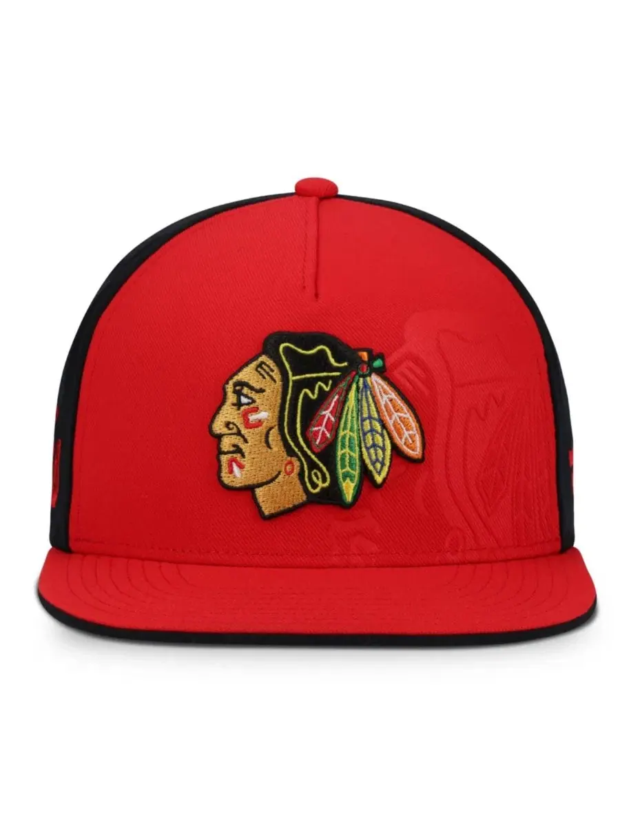 Кепка-снапбек с вышивкой логотипа команды Chicago Blackhawks Fanatics — изображение 2 из 3, красный черный
