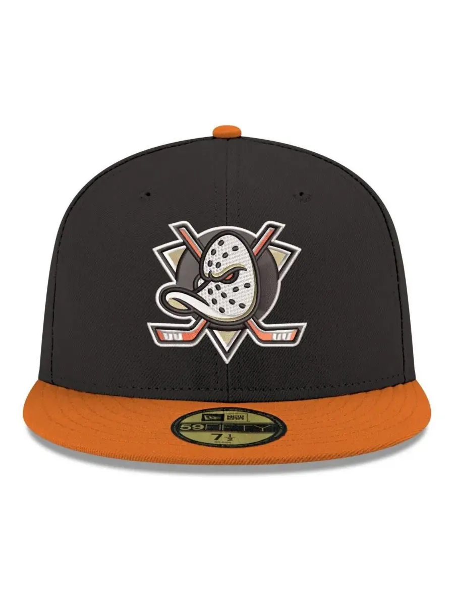 Кепка с вышивкой Anaheim Ducks Core Logo Two-Tone 59FIFTY New Era — изображение 2 из 4, черный оранжевый