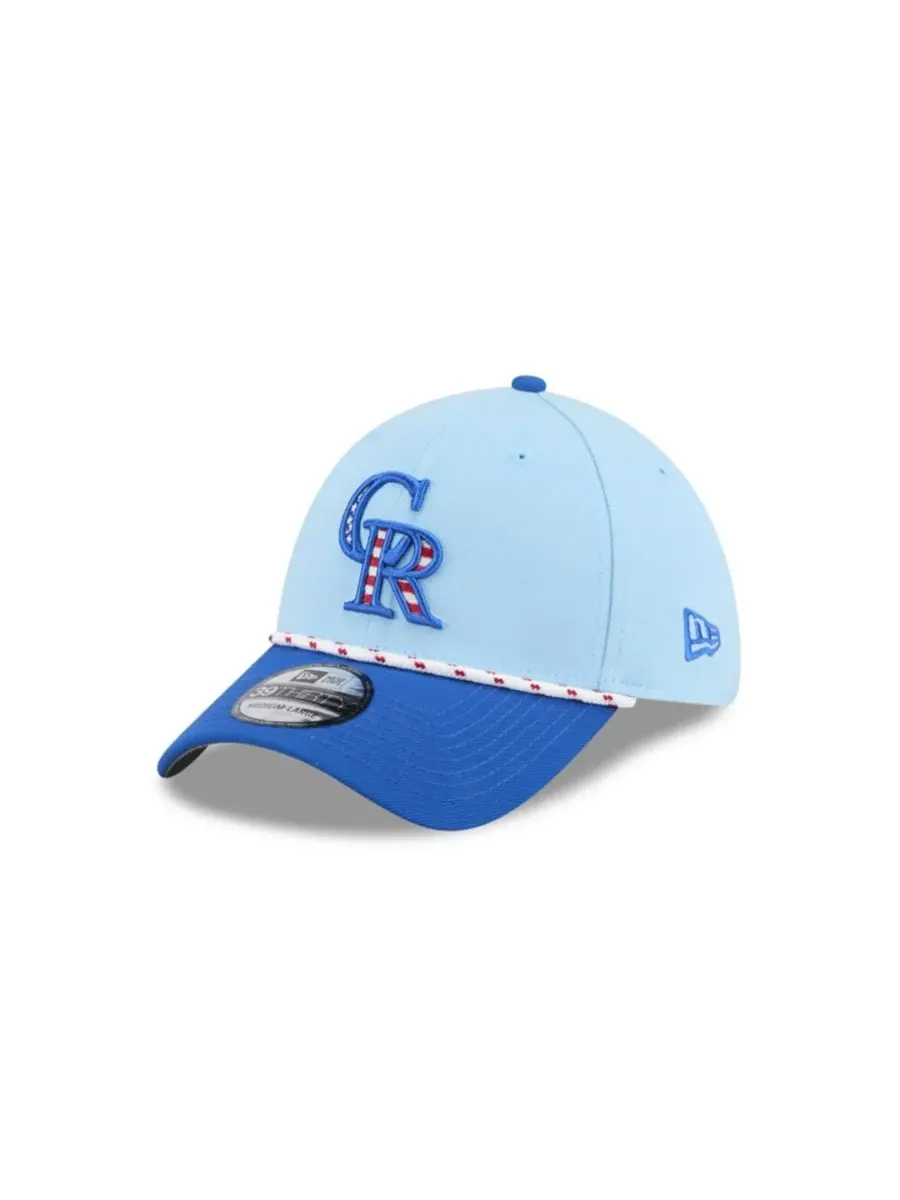 New Era Мужская светло-голубая/синяя кепка Colorado Rockies 2025 Fourth of July 39THIRTY Flex Hat