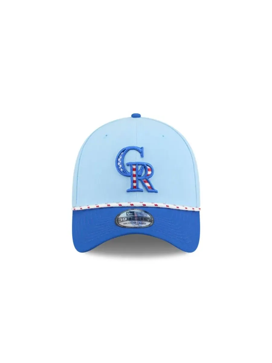 New Era Мужская светло-голубая/синяя кепка Colorado Rockies 2025 Fourth of July 39THIRTY Flex Hat — изображение 5 из 6