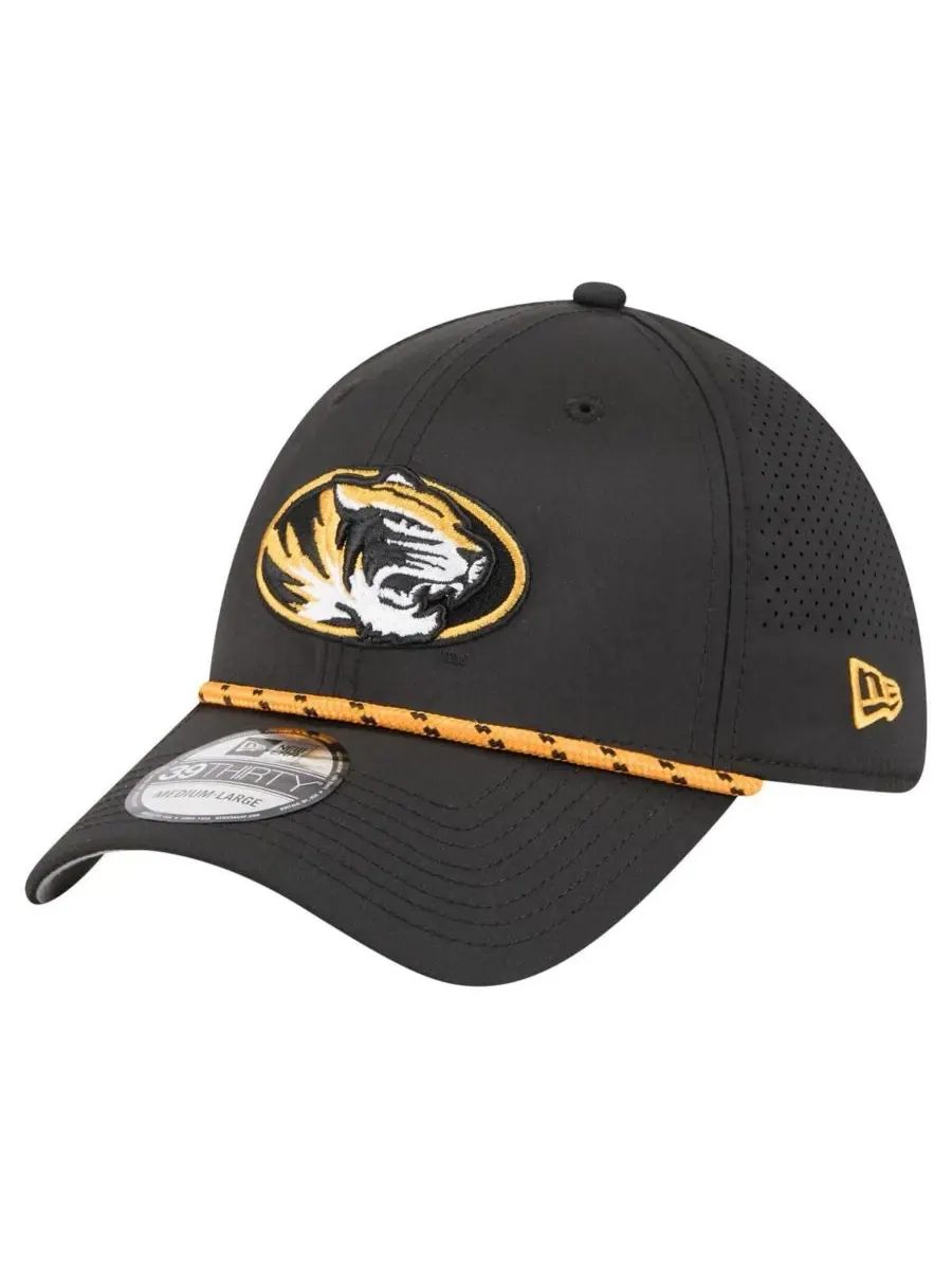 New Era Мужская черная бейсболка Missouri Tigers Rope 39THIRTY Flex Hat