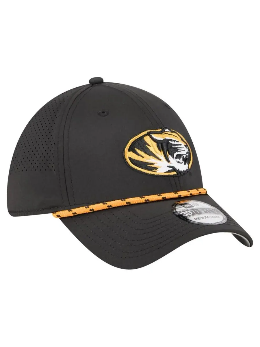New Era Мужская черная бейсболка Missouri Tigers Rope 39THIRTY Flex Hat — изображение 4 из 5, черный