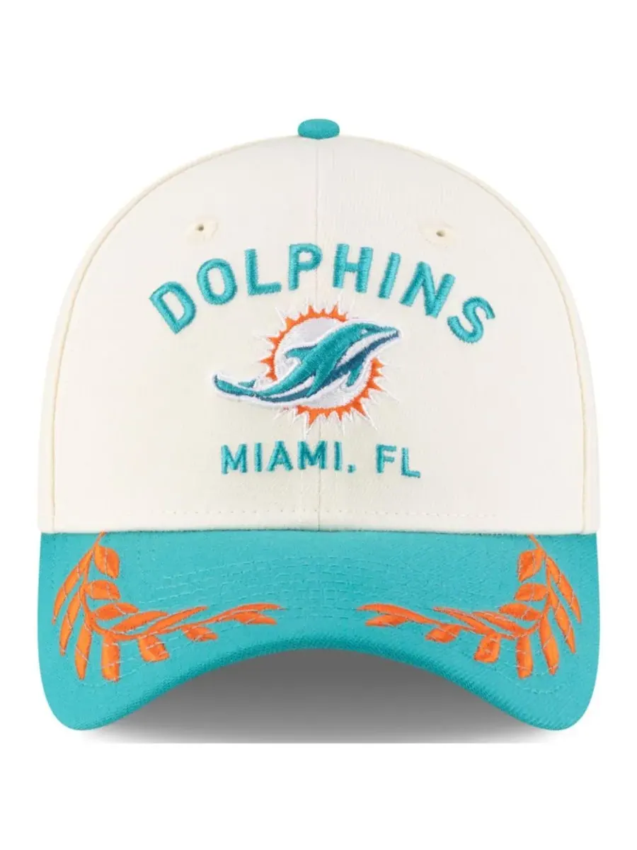 New Era Мужская кепка 39THIRTY Flex, кремово-бирюзового цвета, с символикой команды Miami Dolphins — изображение 4 из 5