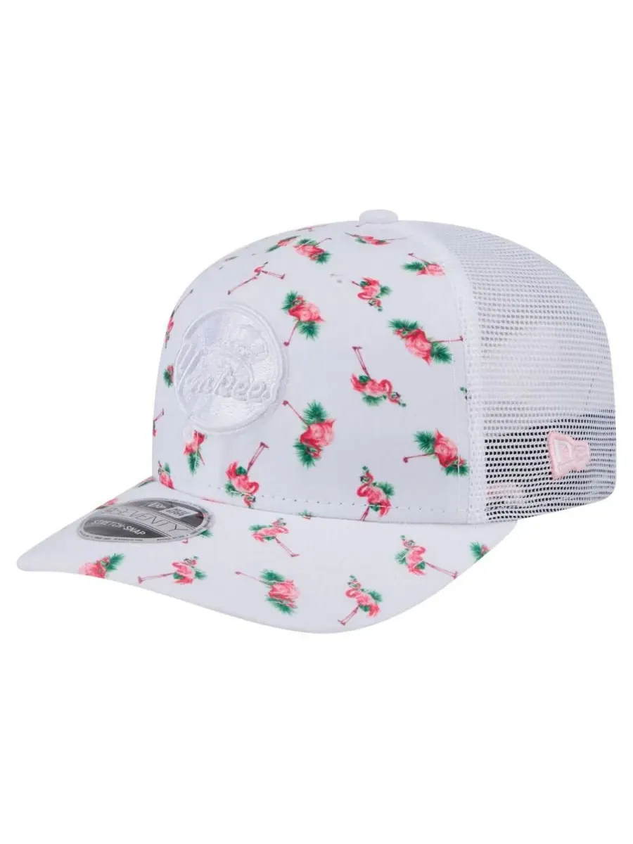 New Era Мужская белая кепка New York Yankees Flamingo с сетчатой задней частью и застежкой-кнопкой