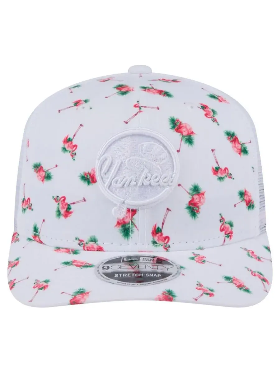 New Era Мужская белая кепка New York Yankees Flamingo с сетчатой задней частью и застежкой-кнопкой — изображение 2 из 4