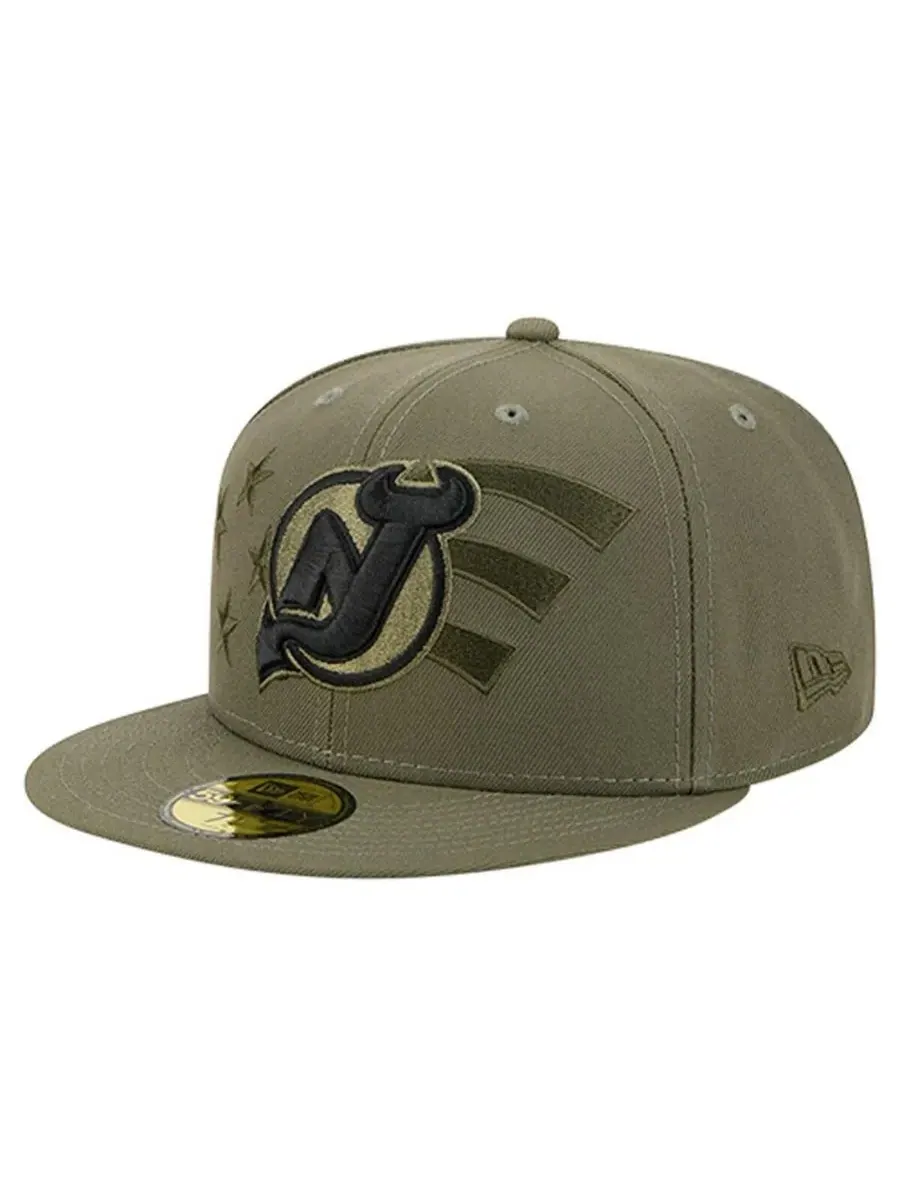 New Era Мужская кепка New Jersey Devils цвета оливкового дерева с флагом в знак благодарности